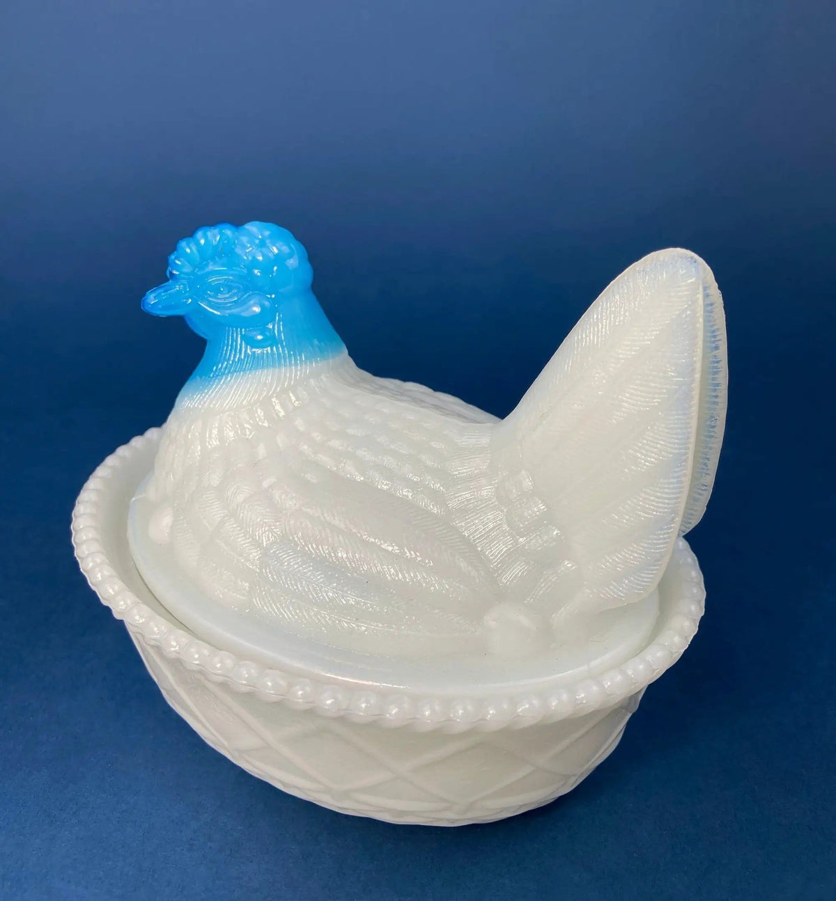 Hand Painted Large Hen in a Basket Covered Serving Bowl | Rare Ceramic Chicken Sitting on Eggs Butter Bowl with Lid | Dining Room Decor | Collectors & Hosts