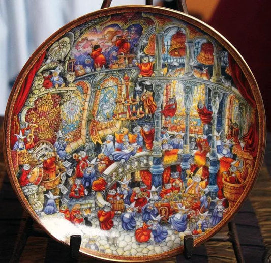 Holy Cats Plate by Bill Bell - Hand Painted Fairy Cat Scenes Inside a Castle | Collectible Vintage | Pre-Owned Piece | Collectors & Hosts