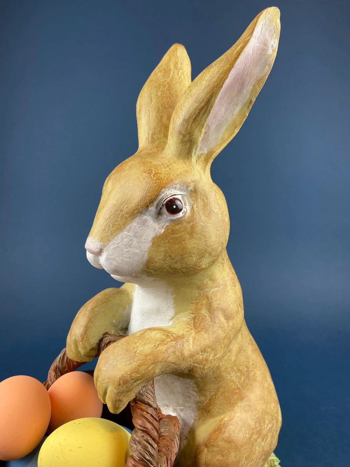 Blow Mold Huge Chocolate Bunny with Egg Basket | Inside/Outside, Easter/Spring, or Every Day Display | Home, Store, Cafe, or Bakery Decor | Collectors & Hosts
