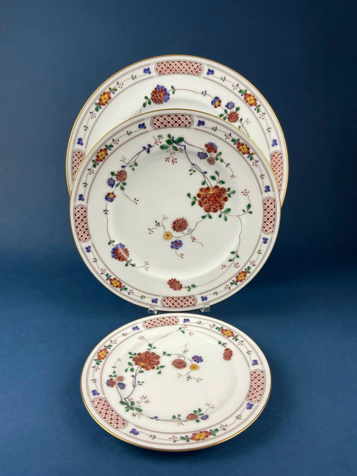 Vintage Porcelain Plates Trio, Dinner Set by Noritake Ireland | Asian Inspired Three Plates: Dinner, Salad, and Dessert | Collectible Vintage | Collectors & Hosts