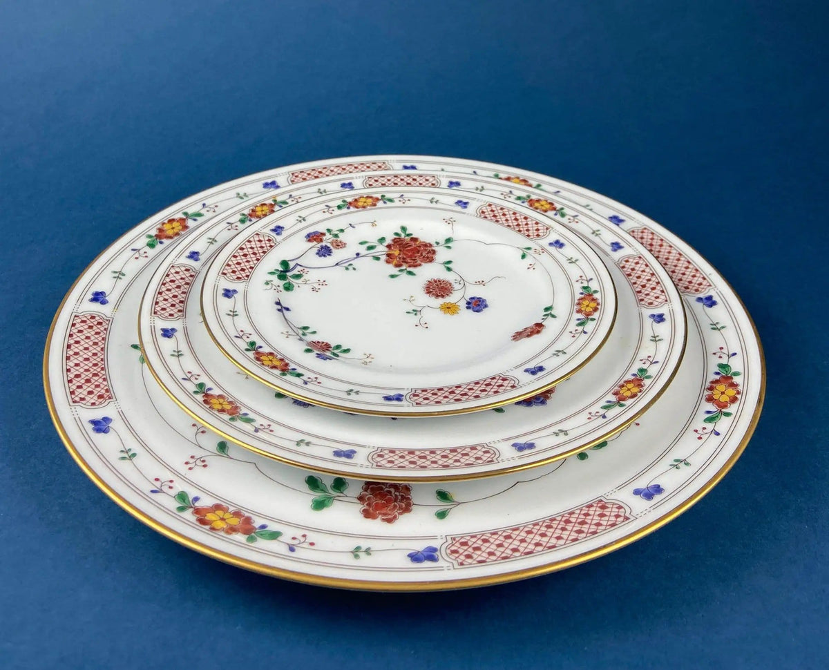 Vintage Porcelain Plates Trio, Dinner Set by Noritake Ireland | Asian Inspired Three Plates: Dinner, Salad, and Dessert | Collectible Vintage | Collectors & Hosts