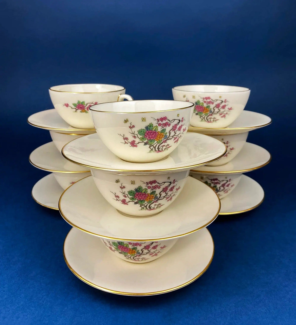 Vintage Porcelain Plates Trio, Dinner Set by Noritake Ireland | Asian Inspired Three Plates: Dinner, Salad, and Dessert | Collectible Vintage | Collectors & Hosts
