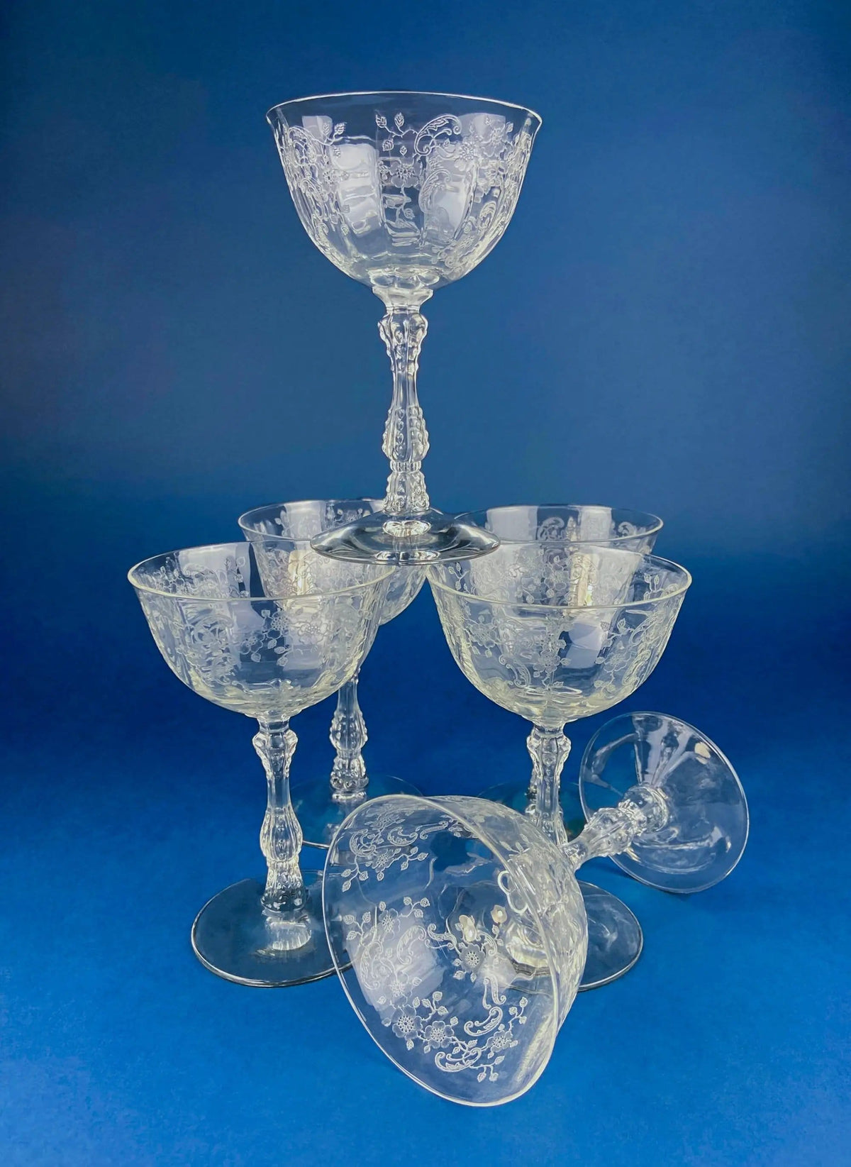 Vintage Heisey Danish Princess Cut Crystal Wine or Water Goblets | Set of 8 Stemware | Beautiful Shimmer & Ping | Collectors & Hosts