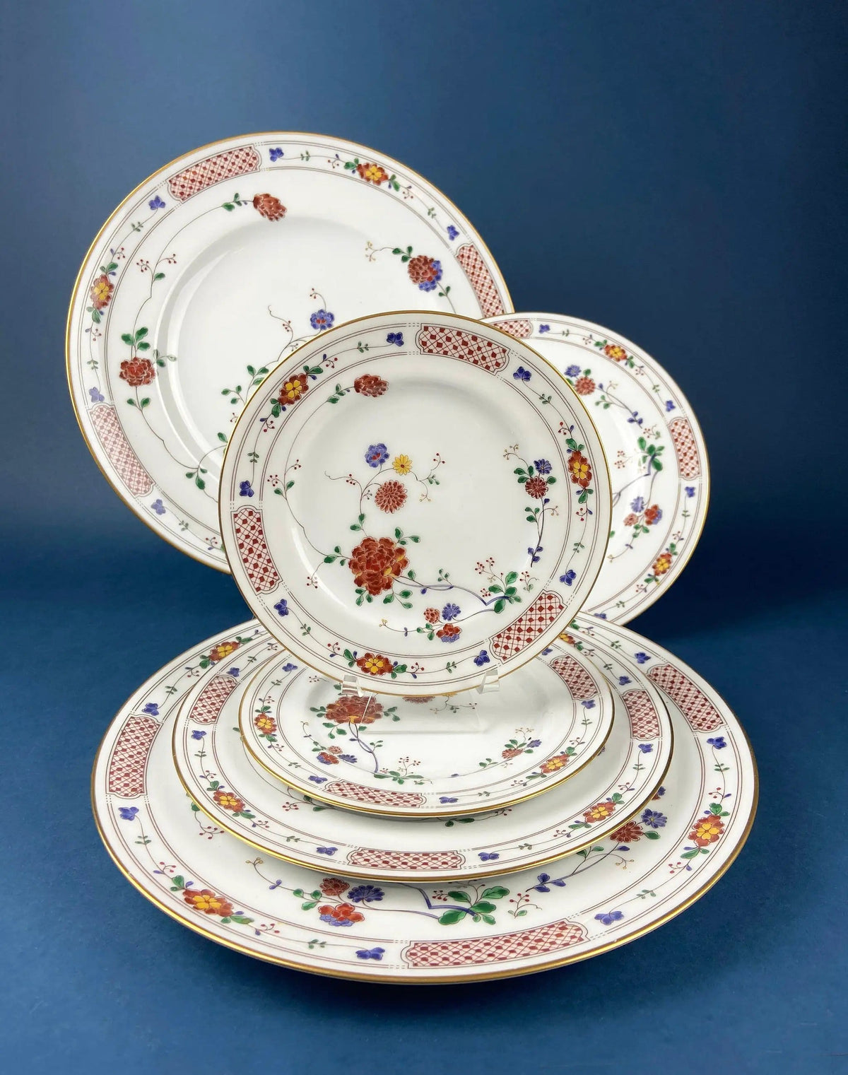 Vintage Porcelain Plates Trio, Dinner Set by Noritake Ireland | Asian Inspired Three Plates: Dinner, Salad, and Dessert | Collectible Vintage | Collectors & Hosts