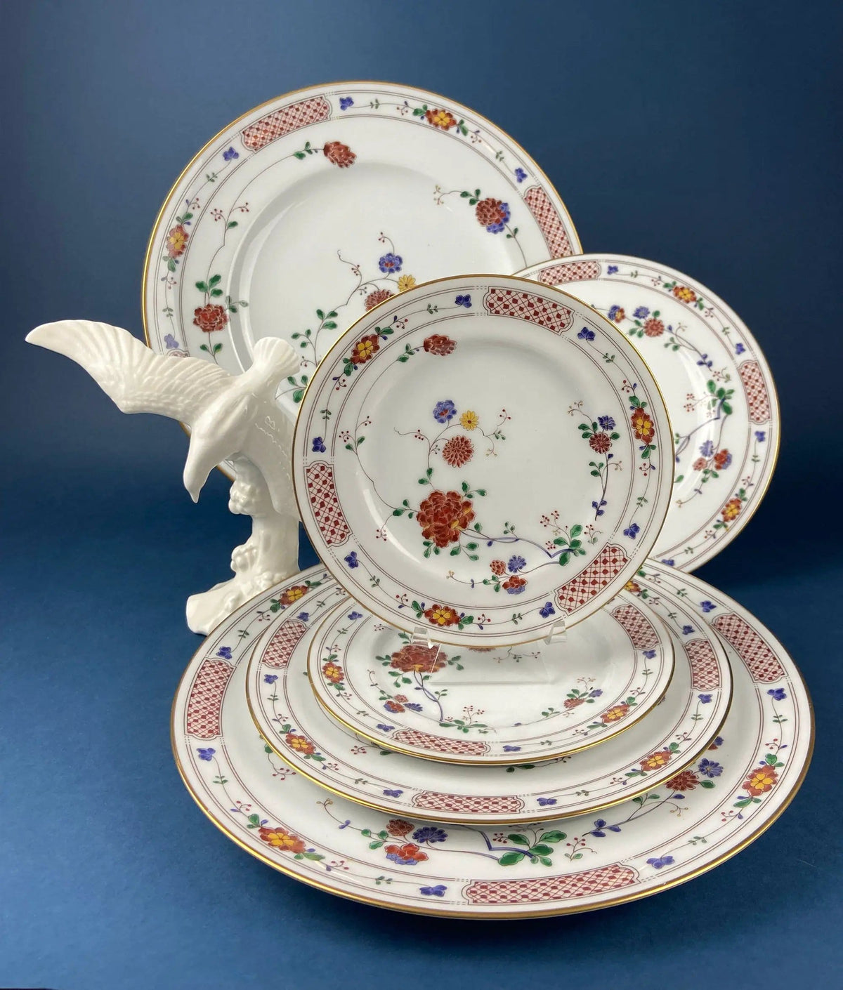 Vintage Porcelain Plates Trio, Dinner Set by Noritake Ireland | Asian Inspired Three Plates: Dinner, Salad, and Dessert | Collectible Vintage | Collectors & Hosts