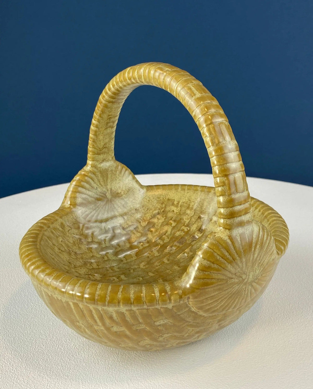 Ceramic Egg Basket | Gold Brown Serving Bowl or Modern Farmhouse Serving Dish | Decorative or Utalitarian | Collectors & Hosts
