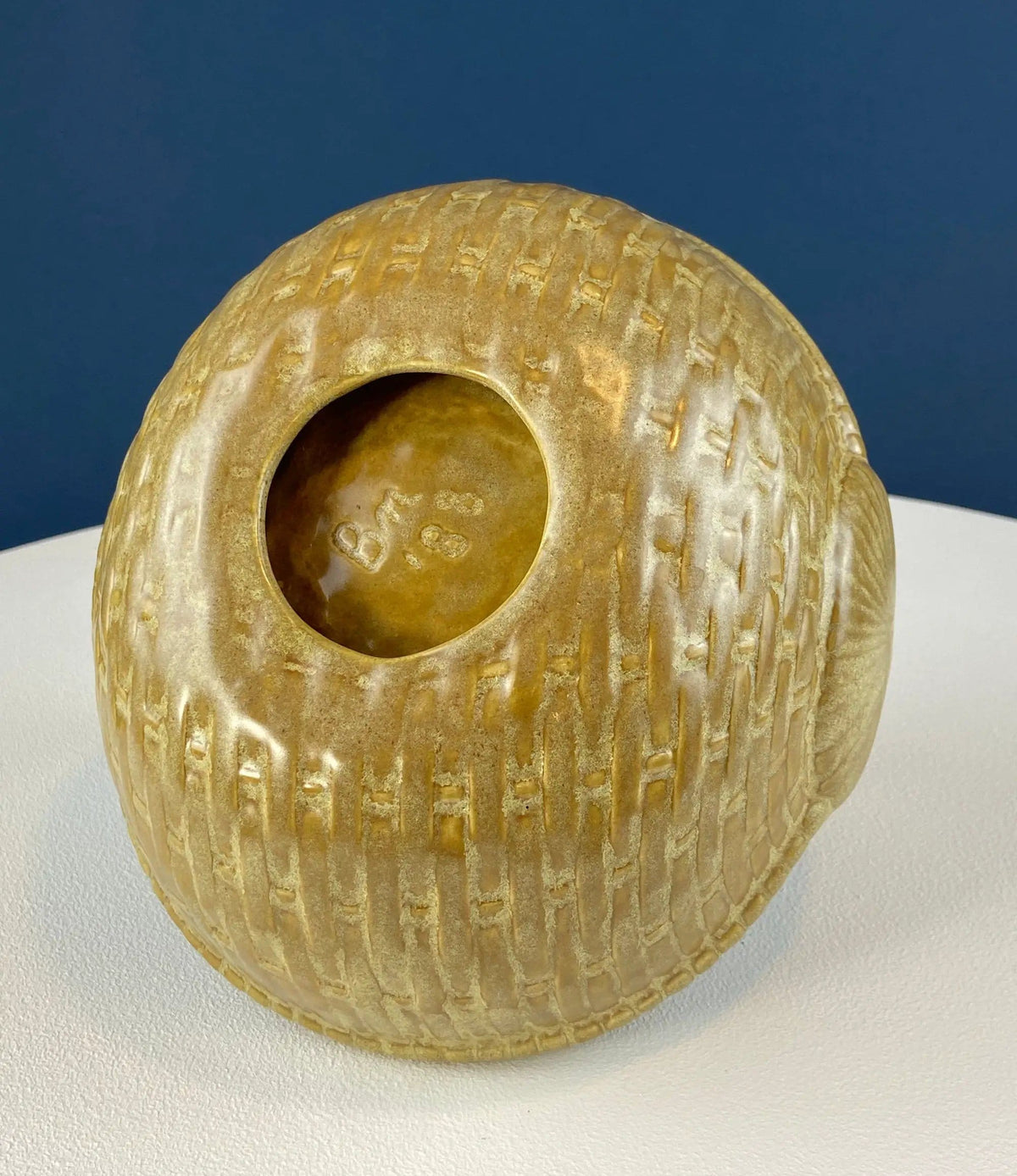 Ceramic Egg Basket | Gold Brown Serving Bowl or Modern Farmhouse Serving Dish | Decorative or Utalitarian | Collectors & Hosts