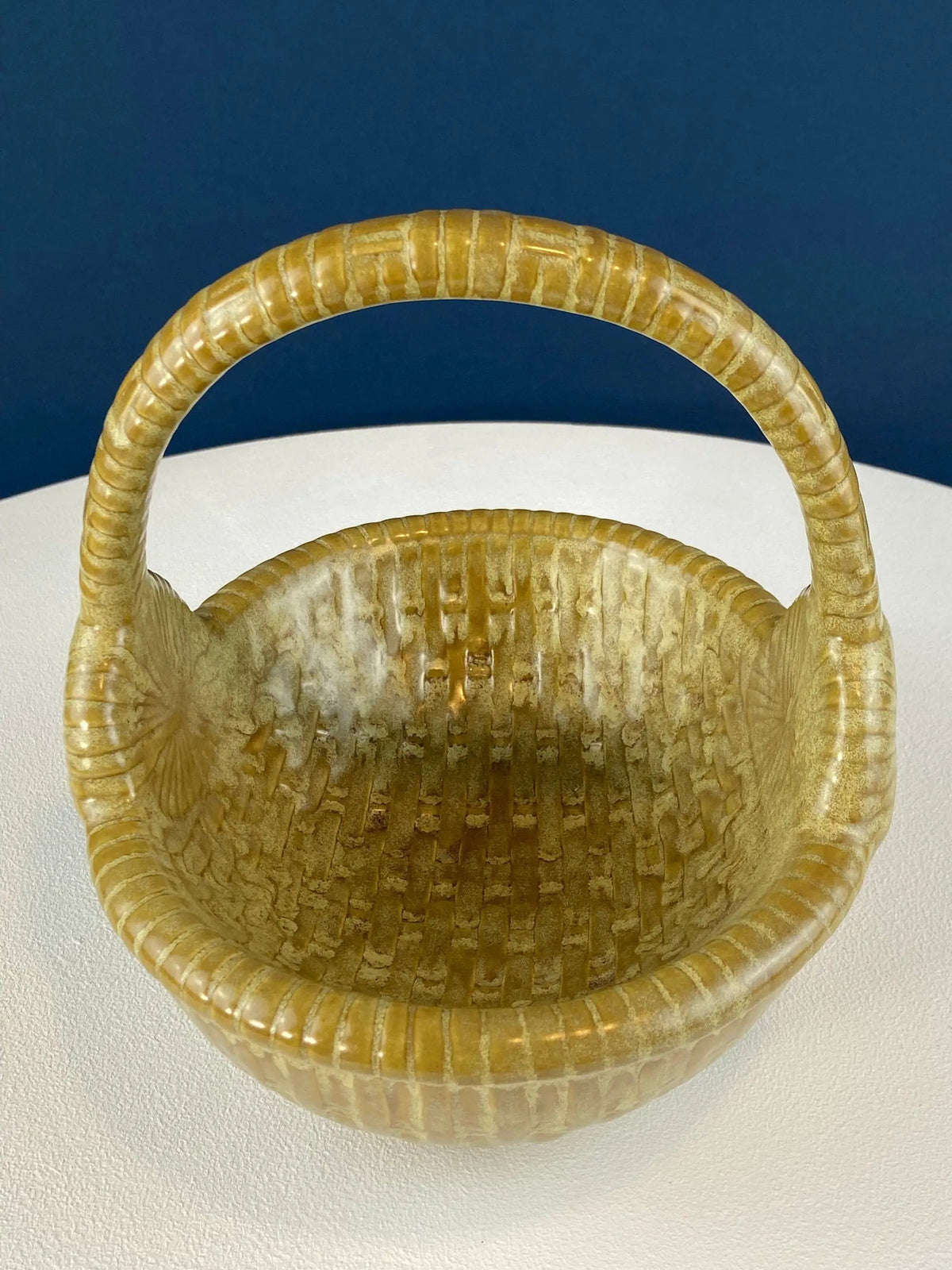 Ceramic Egg Basket | Gold Brown Serving Bowl or Modern Farmhouse Serving Dish | Decorative or Utalitarian | Collectors & Hosts