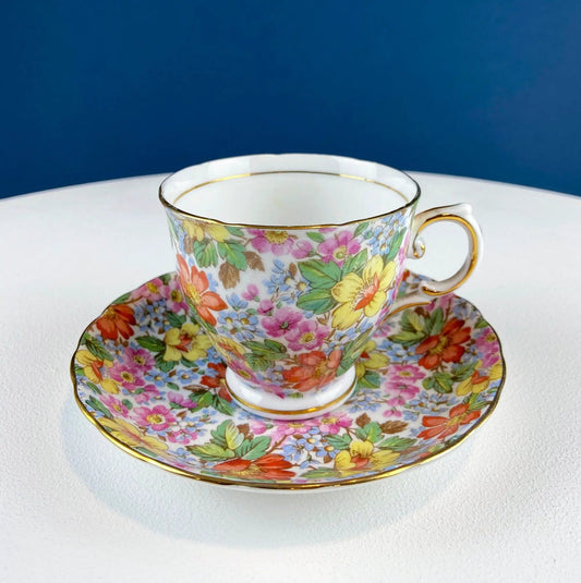 Vintage Tuscan Cup and Saucer: Hand-Painted Floral Tea Set | Collectible Vintage | Pre-Owned Piece | Collectors & Hosts