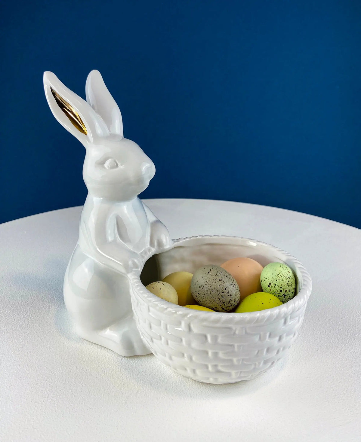White Porcelain Bunny Stand | 8 Inch Tall | Rabbit Candy Holder | Set Of 1