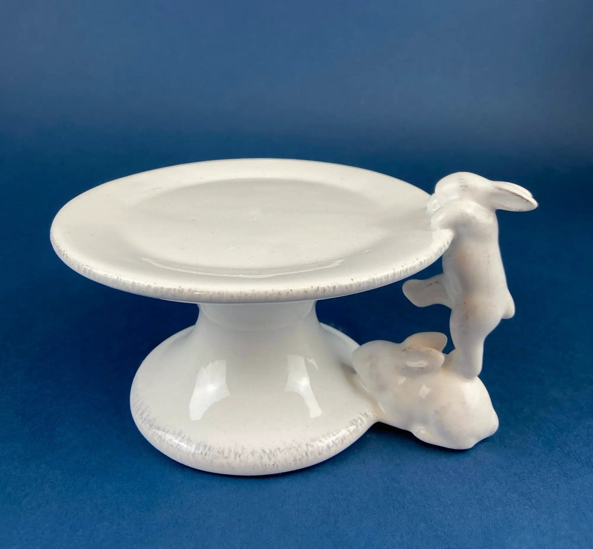 White Porcelain Bunny Stand | 8 Inch Tall | Rabbit Candy Holder | Set Of 1