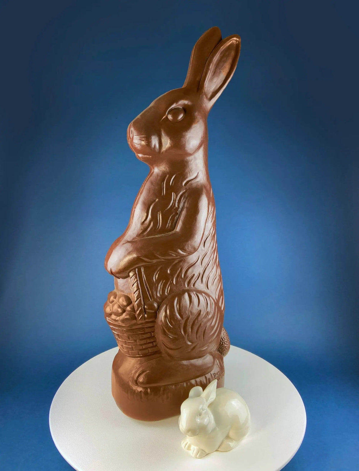 Blow Mold Huge Chocolate Bunny with Egg Basket | Inside/Outside, Easter/Spring, or Every Day Display | Home, Store, Cafe, or Bakery Decor | Collectors & Hosts