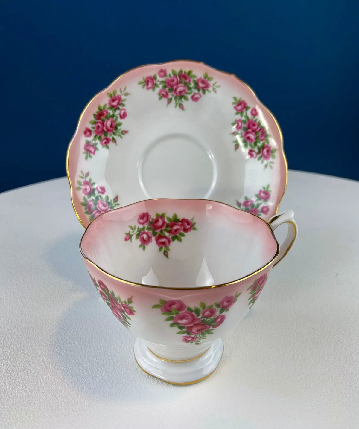 Vintage Teacup or Coffee Cup and Saucer by Royal Albert | Dainty Dina Series, Mary | Hand Painted Roses | Collectors & Hosts