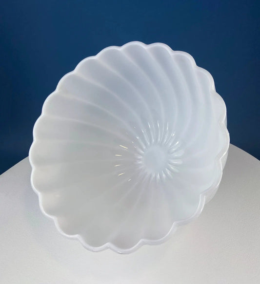 Milk Glass Salad Bowl | 12 Inch Diameter | 5 Inch Deep | White