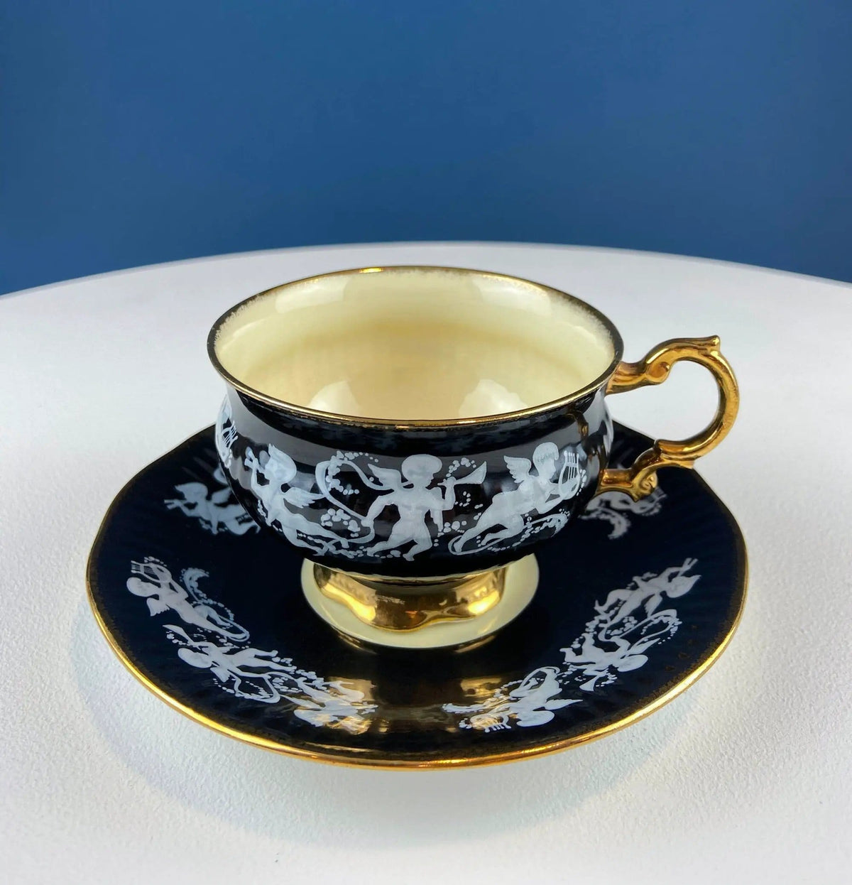 Vintage Elizabethan Fine Bone China Cup and Saucer: Handpainted Cupids | Collectible Vintage | Pre-Owned Piece | Collectors & Hosts