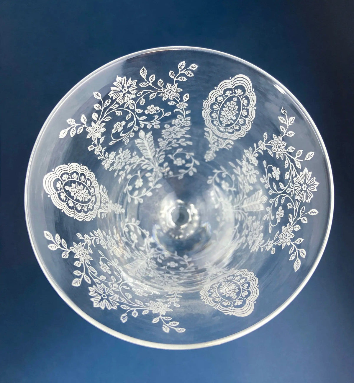 Tiffin-Franciscan Wine Goblets | Etched June Night Pattern | Collectible Stemware | Collectors & Hosts
