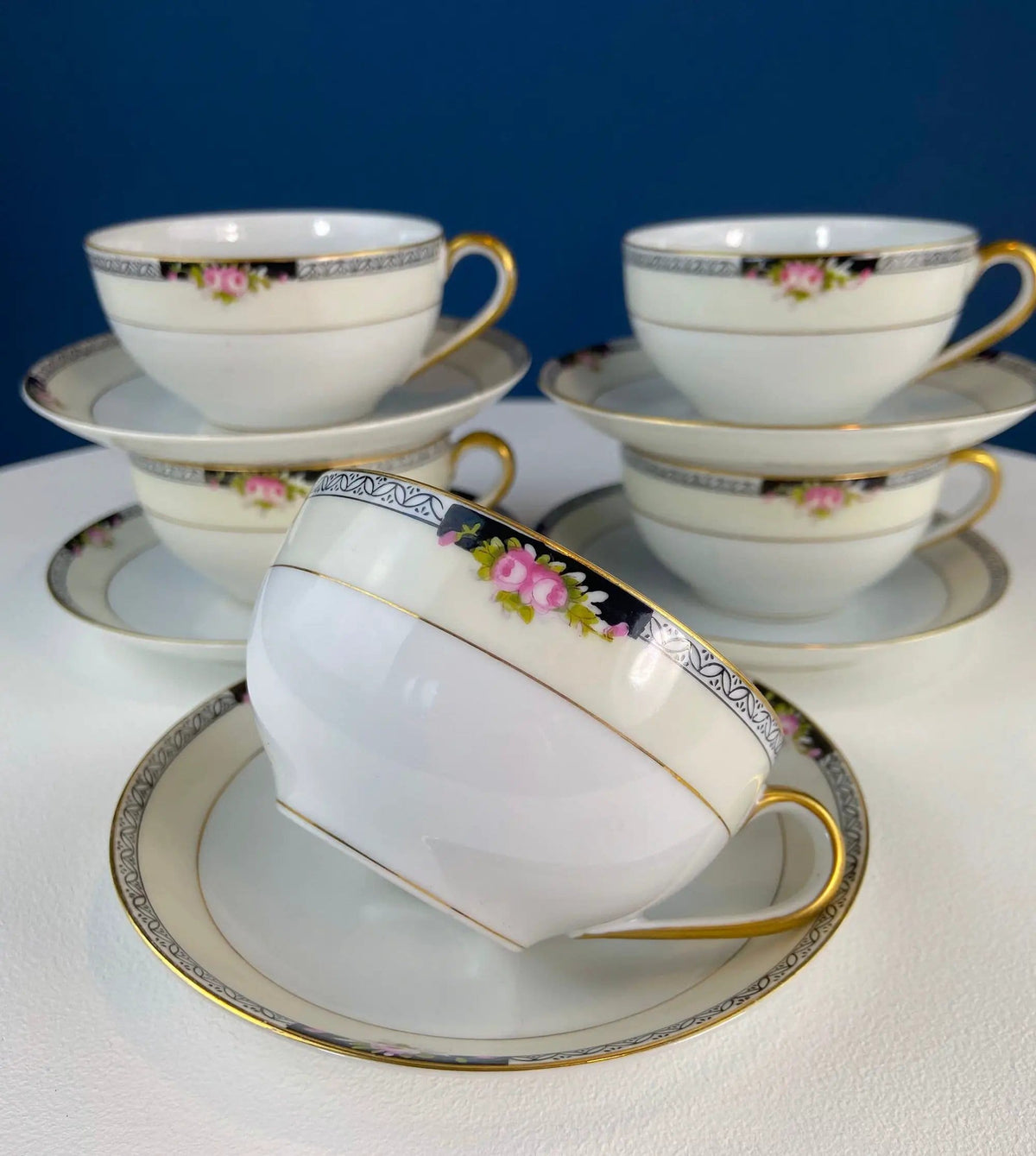 Classic Noritake Vintage Dinnerware | Beechmont Pattern | Small Rose Clusters with Black | Collectors & Hosts
