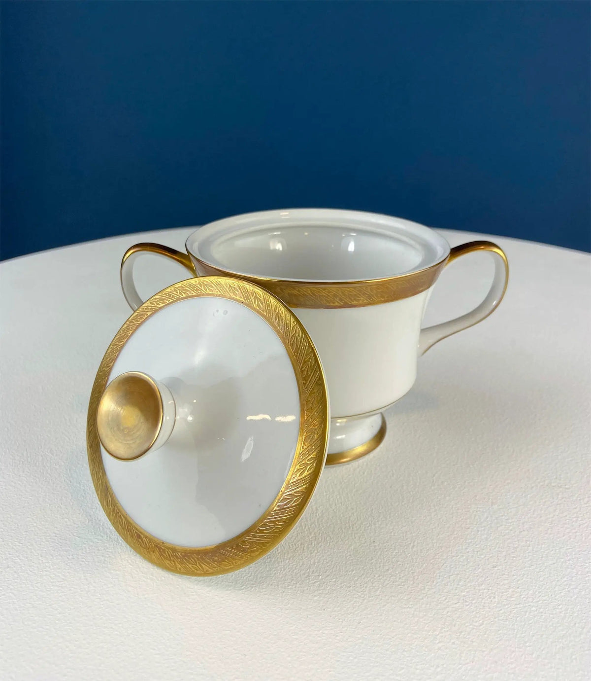 Wedgwood China Set | Sango Spun Gold | White And Gold | 12 Piece Dinnerware