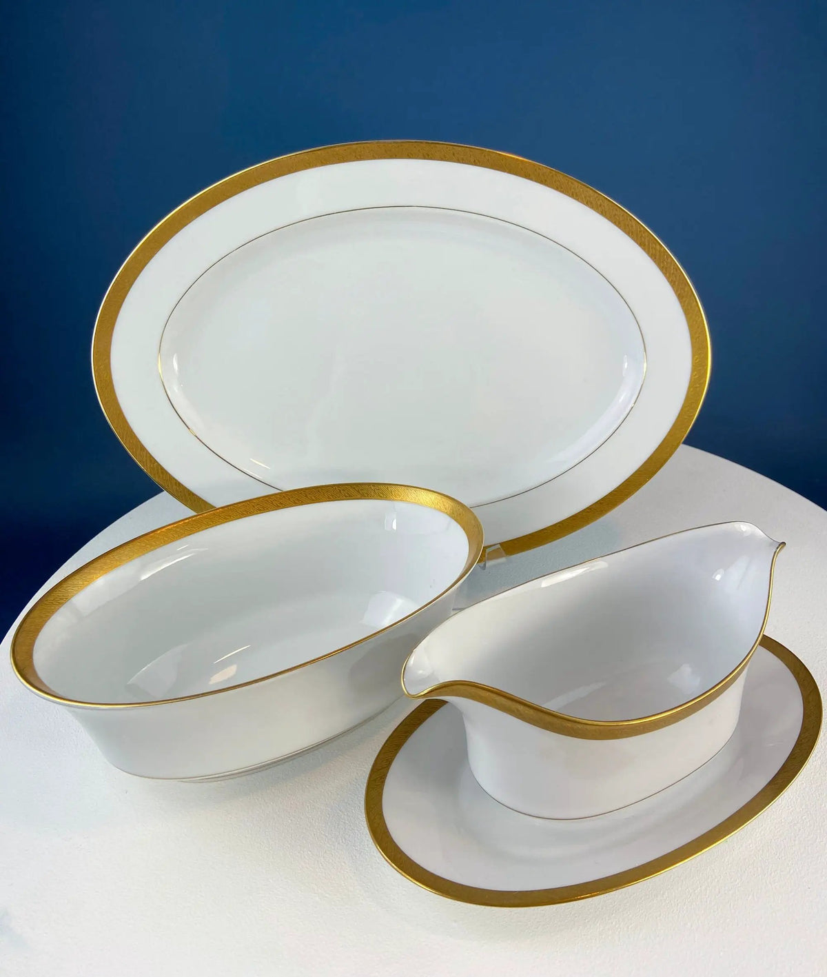 Wedgwood China Set | Sango Spun Gold | White And Gold | 12 Piece Dinnerware