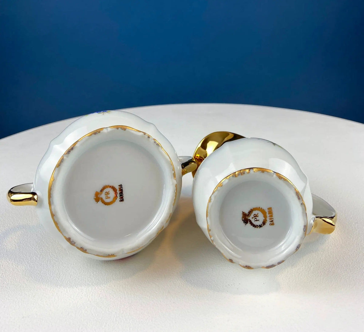 Gold Demitasse Tea Set: Prussian Hand-Painted Coffee/Tea Service for Two | Collectible Vintage | Pre-Owned Piece | Collectors & Hosts