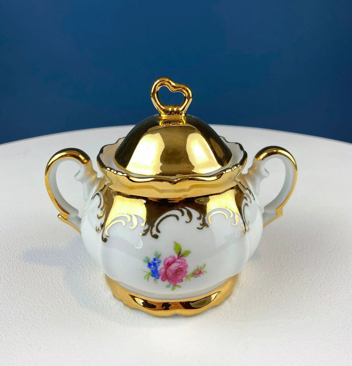 Gold Demitasse Tea Set: Prussian Hand-Painted Coffee/Tea Service for Two | Collectible Vintage | Pre-Owned Piece | Collectors & Hosts