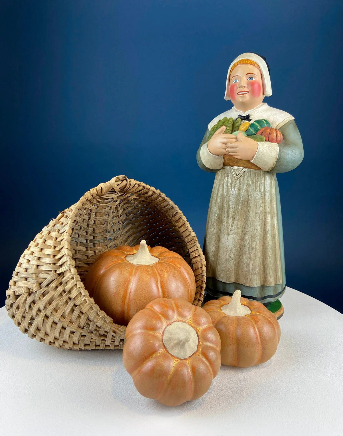 Set of Two Large Clay Pumpkins Making Scary Funny Faces | Candle or Light Kit | Halloween Thanksgiving Fall Decor | Collectors & Hosts