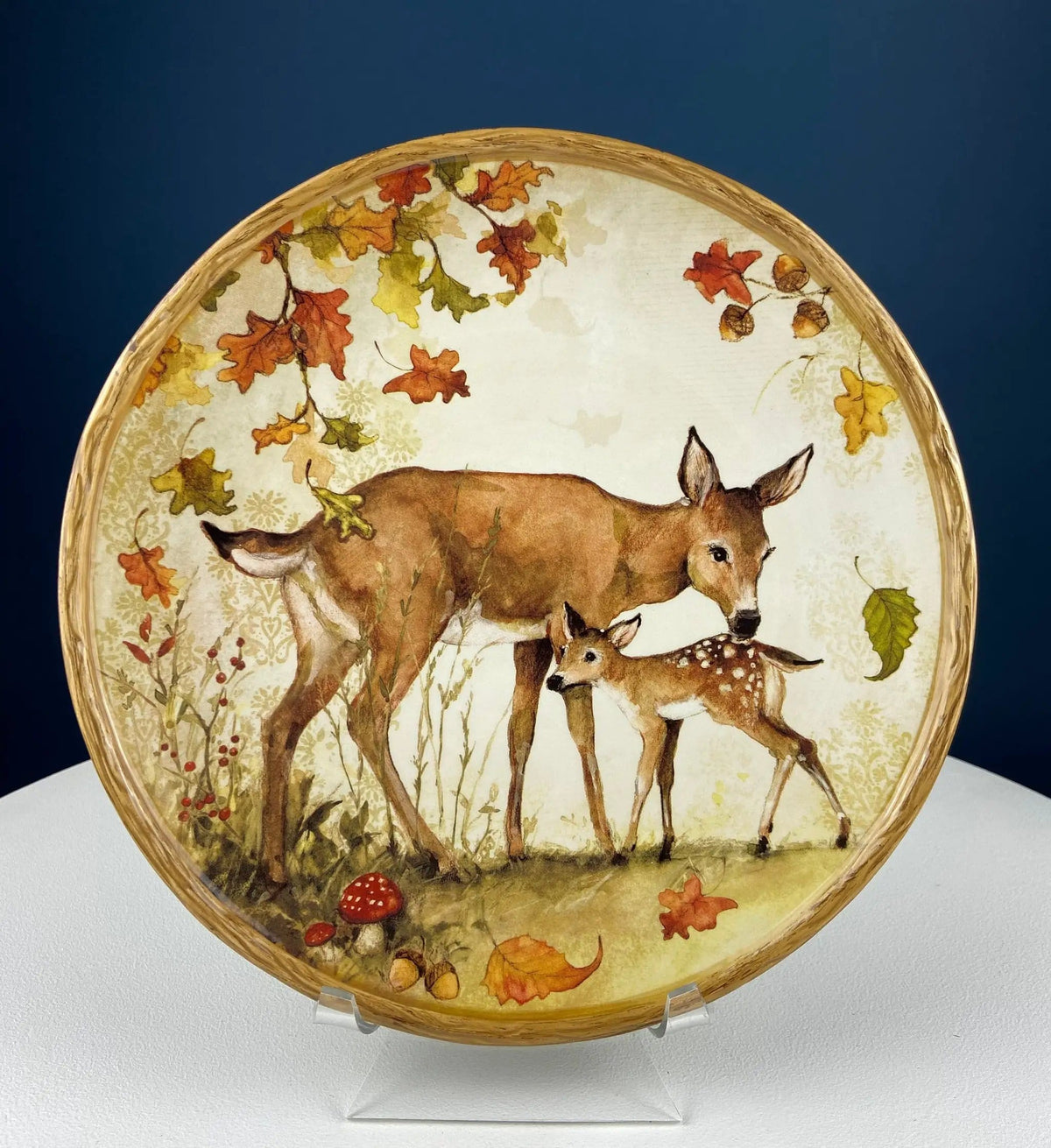 Cute Foxes Dinner Plate | Fox Mom with Her Pup | Whimsical Fall Themed Plate | Gift for Mom