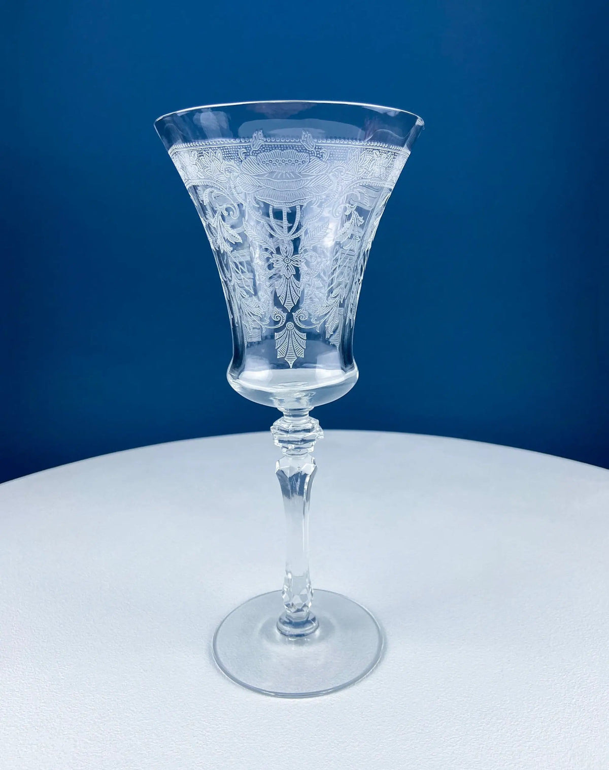 Vintage Etched Poppies Wine/Water Crystal Goblets | Mayfield by Tiffin Franciscan | Set of 7 Stunning Art Nouveau/Art Deco Stemware | Collectors & Hosts