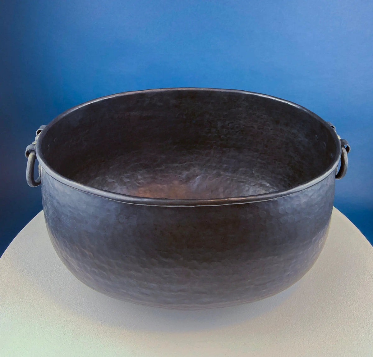Extra Large Hand Pounded Copper Blackened Cauldron | Antique Hand Hammered Oval Scuttle for Wood Toys or Storage | Rustic Home Decor | Collectors & Hosts