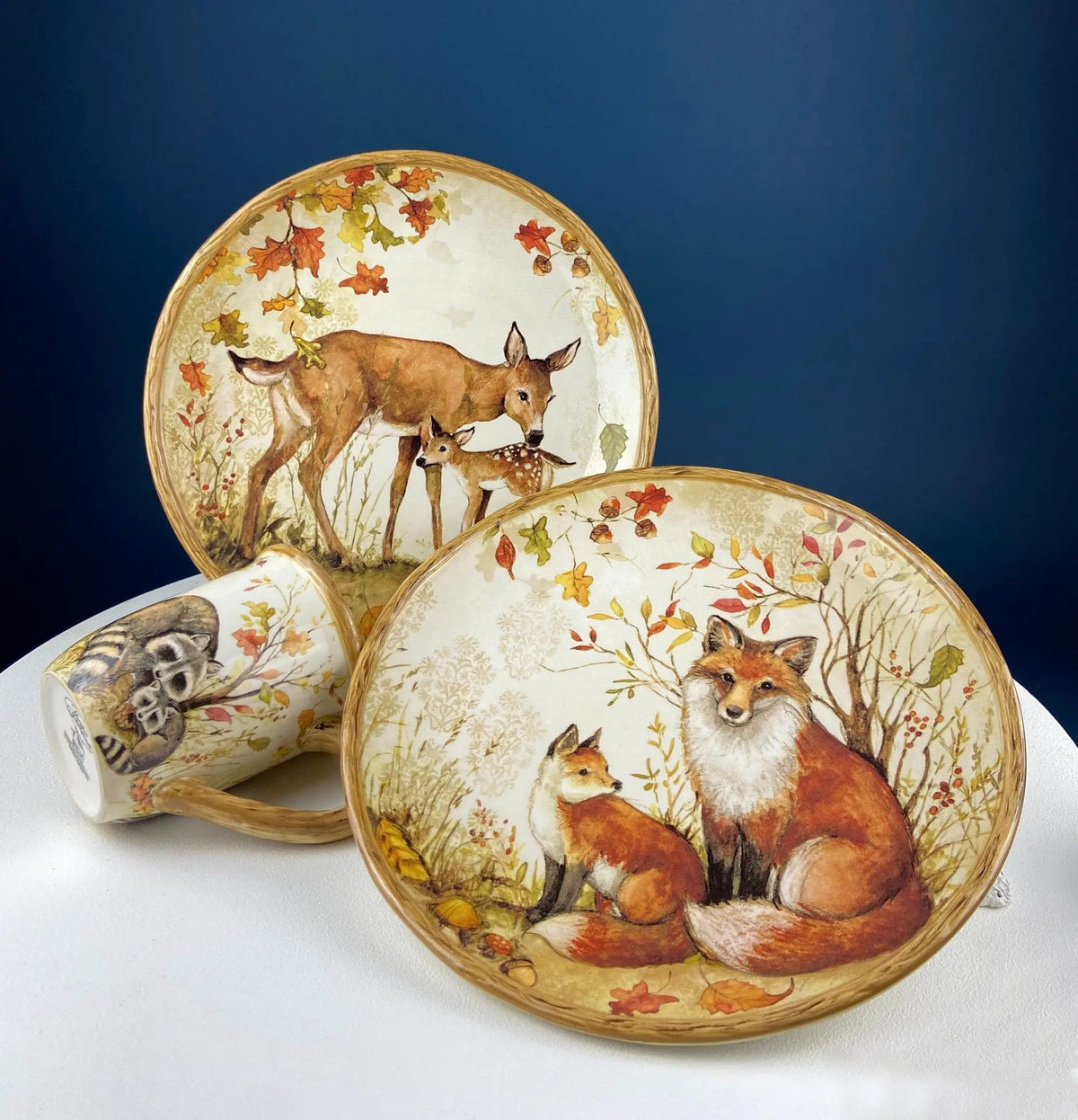 Cute Foxes Dinner Plate | Fox Mom with Her Pup | Whimsical Fall Themed Plate | Gift for Mom