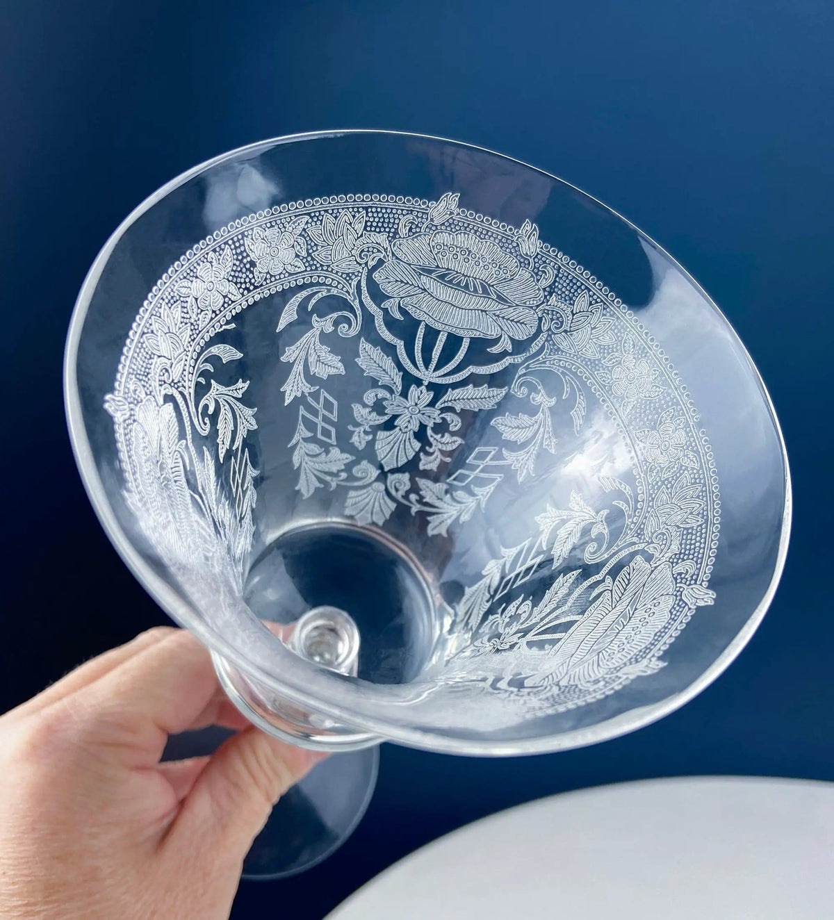 Vintage Etched Poppies Wine/Water Crystal Goblets | Mayfield by Tiffin Franciscan | Set of 7 Stunning Art Nouveau/Art Deco Stemware | Collectors & Hosts