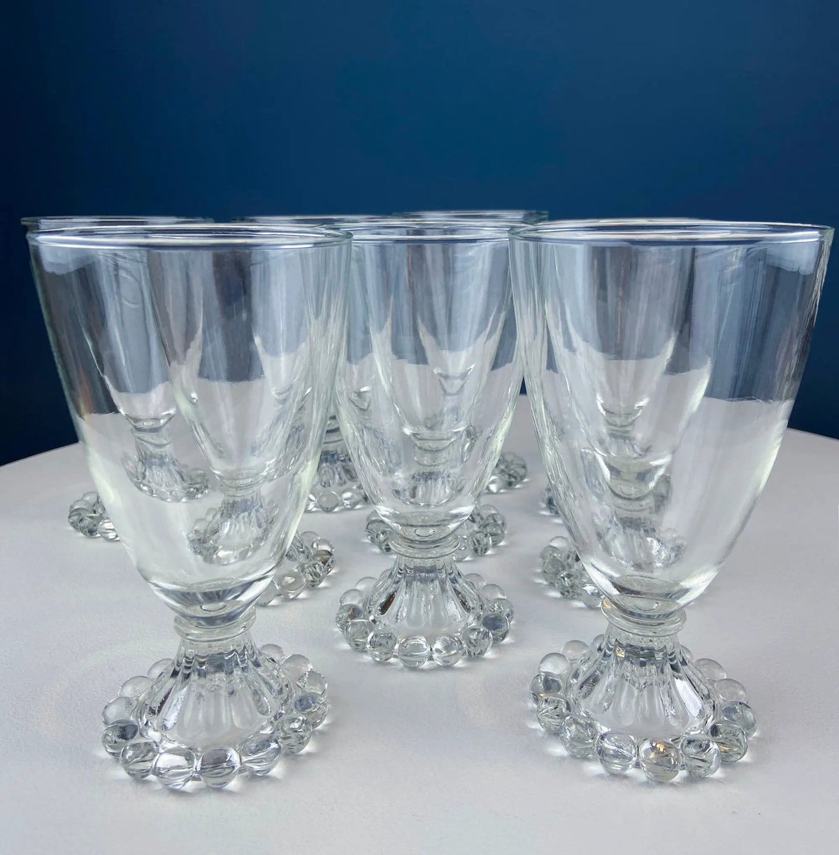 Anchor Hocking Water, Wine, Juice Goblets | Set of Six | Beaded Base | Collectors & Hosts