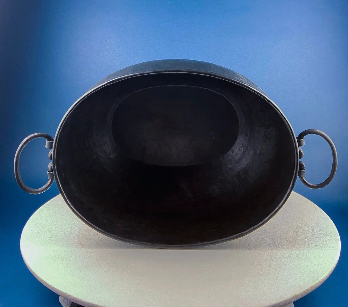 Extra Large Hand Pounded Copper Blackened Cauldron | Antique Hand Hammered Oval Scuttle for Wood Toys or Storage | Rustic Home Decor | Collectors & Hosts