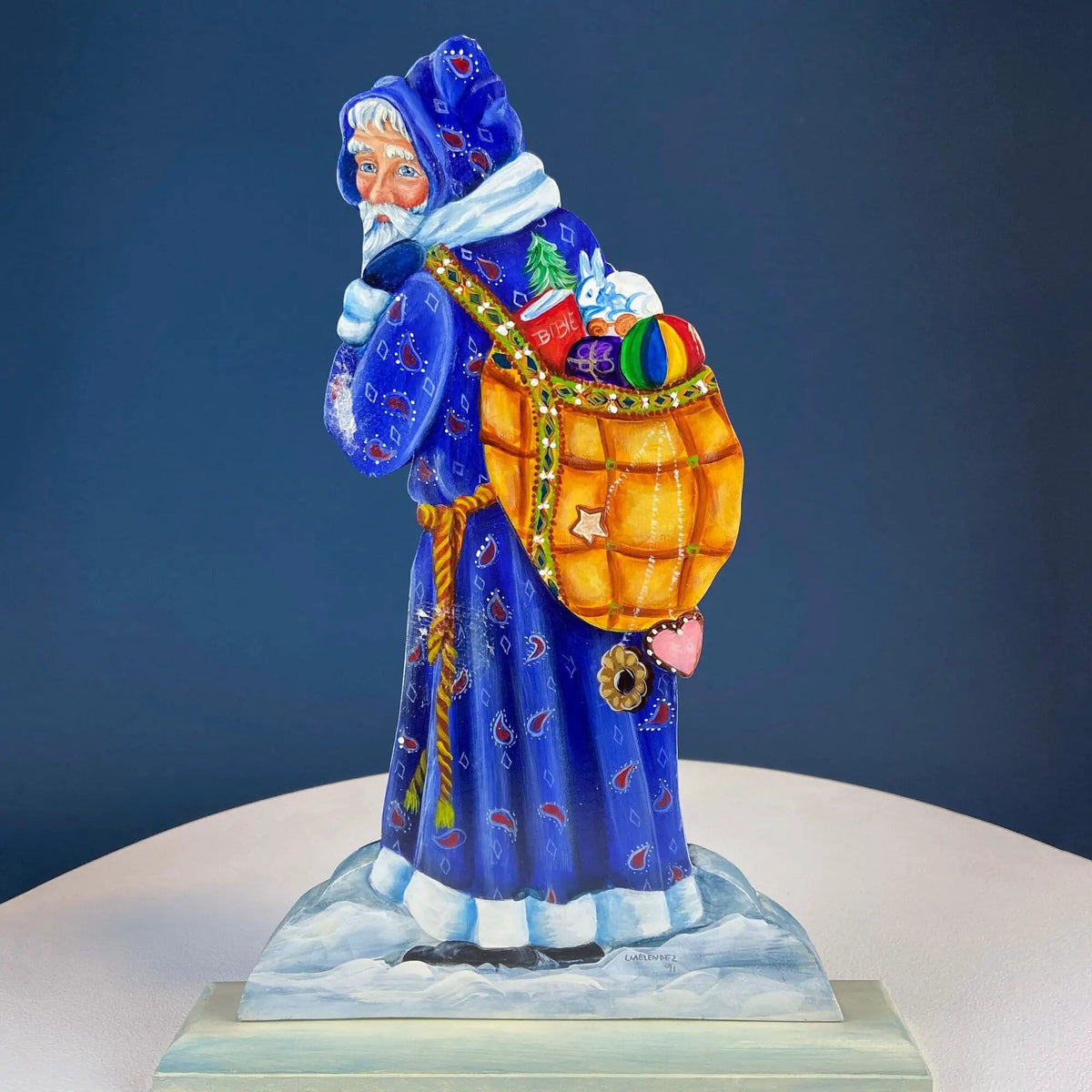 Two Large Hand-Painted on Wood German Santas or Elves | Rare Belsnickles in Traditional Folk Dress | Nordic Christmas Decor | Collectors & Hosts