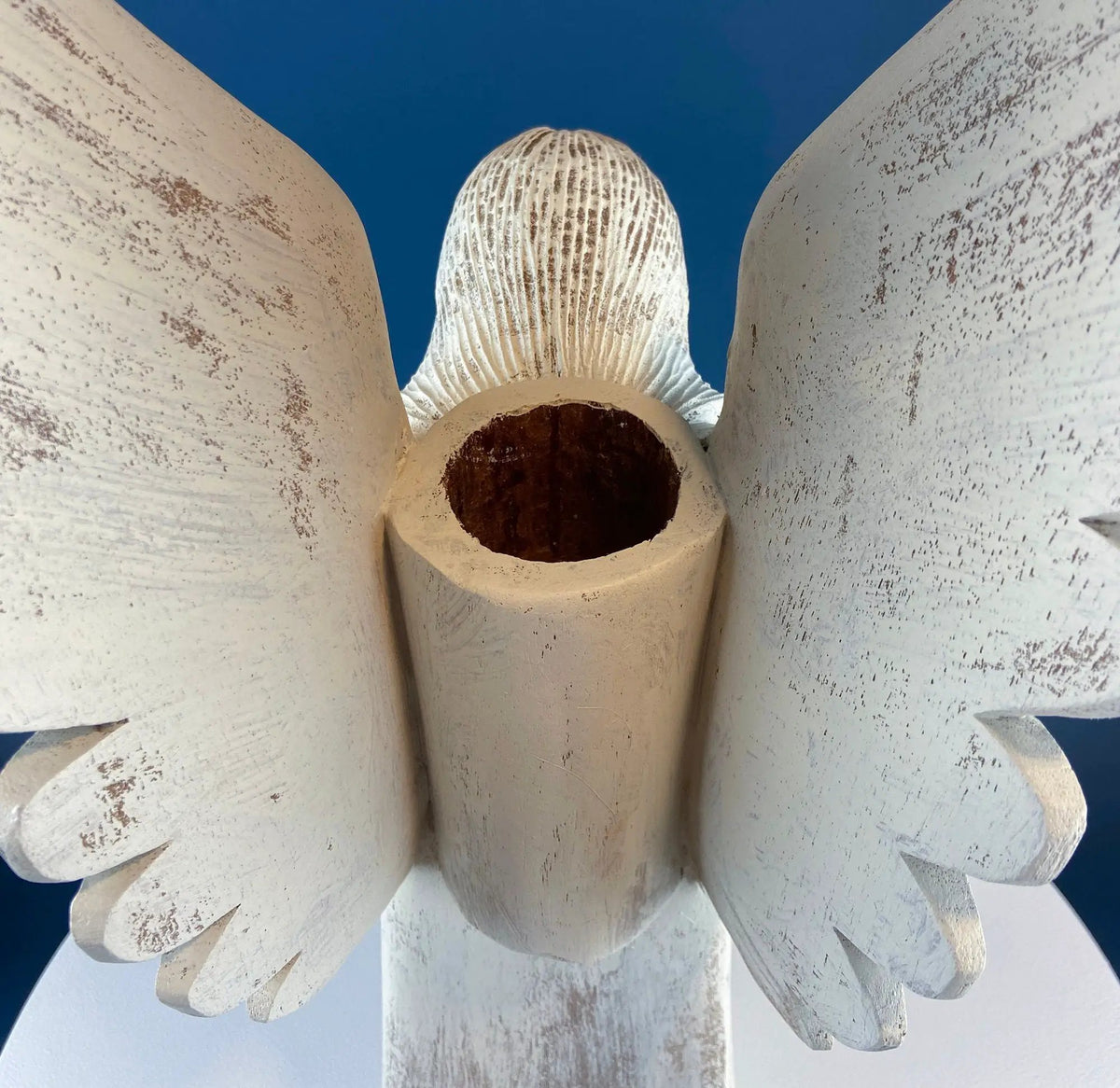 Wooden Angel Figurine | Praying Pose | Includes Candle Jar | 25 Inches Tall
