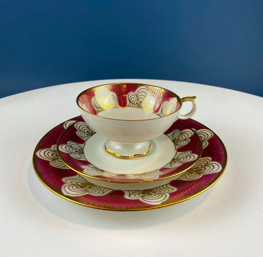 Antique Elgenbein Bavarian Porcelain Cup | Saucer | and Plate | Collectors & Hosts