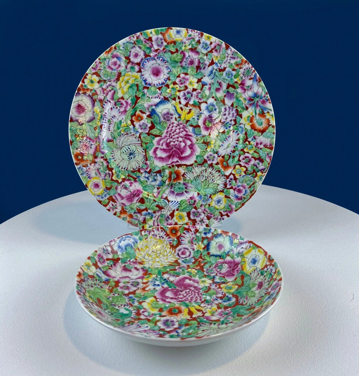 Hand-Painted Floral Porcelain Plate and Bowl Set | Japanese A.C.F | Collectible Vintage | Collectors & Hosts