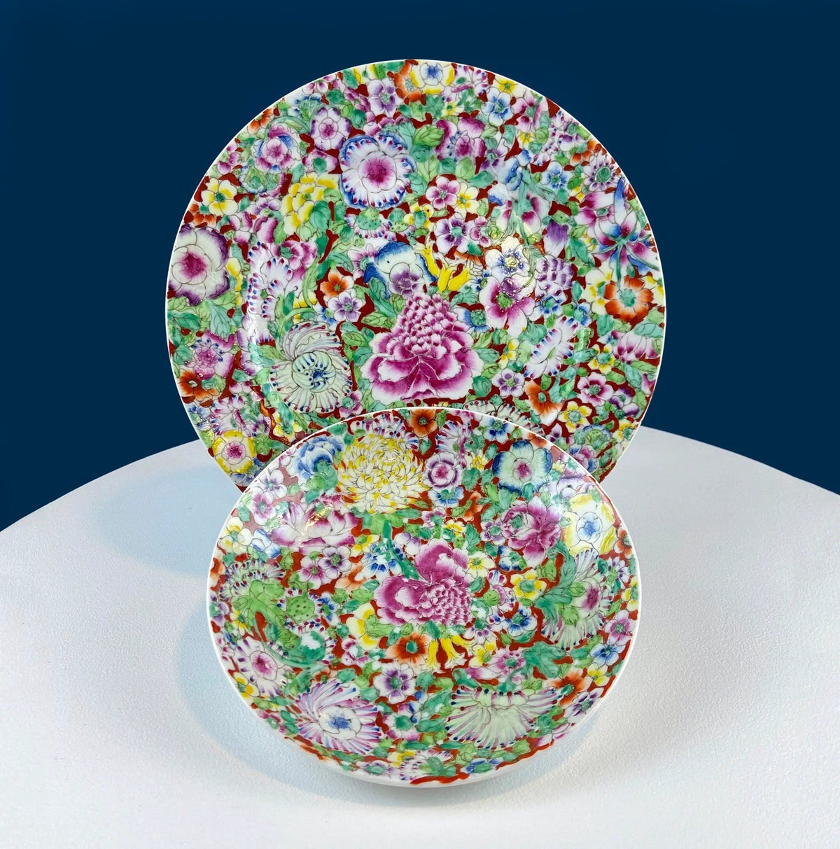 Hand-Painted Floral Porcelain Plate and Bowl Set | Japanese A.C.F | Collectible Vintage | Collectors & Hosts