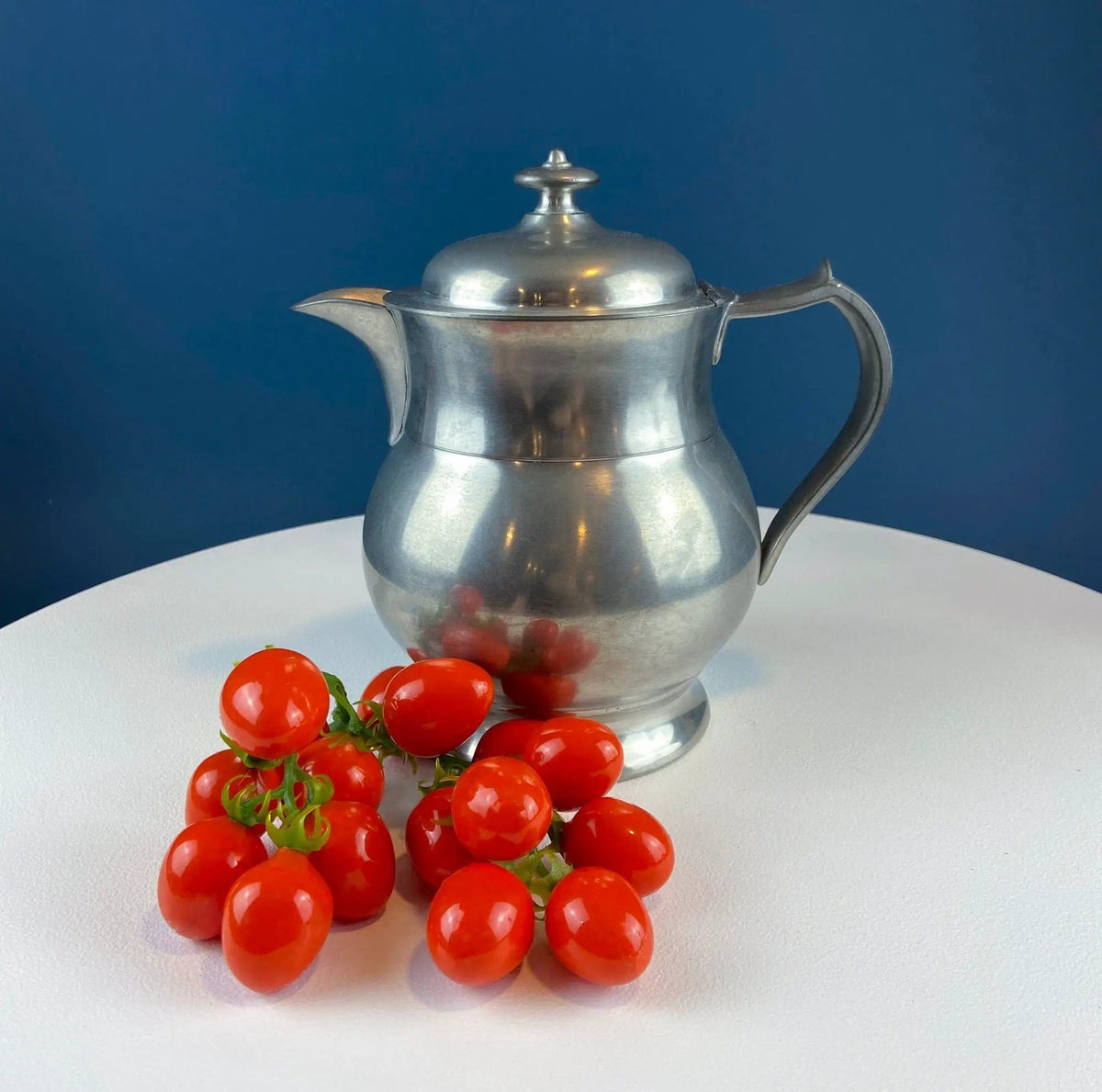 Pewter Jug with Ram Details & Chain | Swiss Aarau Hand Made Tankard Pitcher Vase | For Dry or Live Flowers | Gift for Dad