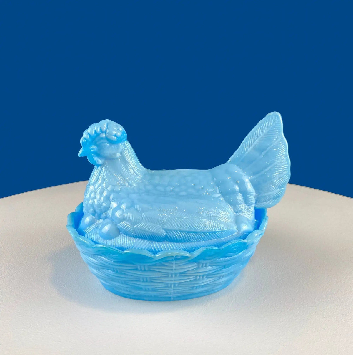 Hand Painted Large Hen in a Basket Covered Serving Bowl | Rare Ceramic Chicken Sitting on Eggs Butter Bowl with Lid | Dining Room Decor | Collectors & Hosts