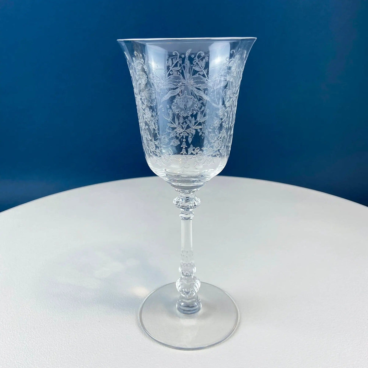Heisey Wine Goblets | Set of 7 Orchid Pattern Etched Crystal Glasses | Home Gift | Collectors & Hosts
