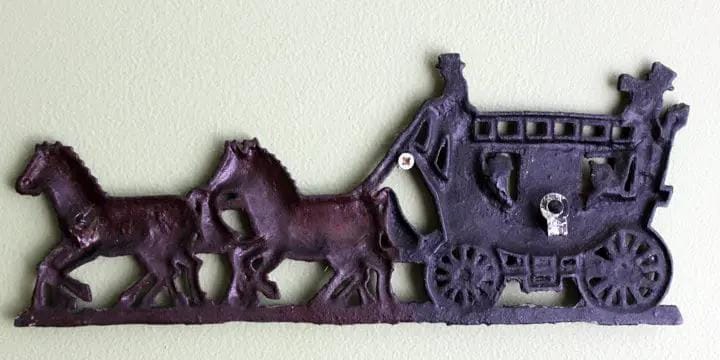 Cast Iron Carriage with Horses Wall Art Rustic Home Decor | Collectible Vintage | Pre-Owned Piece | Collectors & Hosts