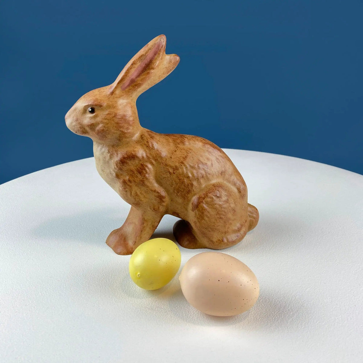 Brown Mom Bunny Figurine Carrying Baby Rabbit on her Back | Cute Rustic Ceramic Easter Decor | Spring Celebration | Collectors & Hosts