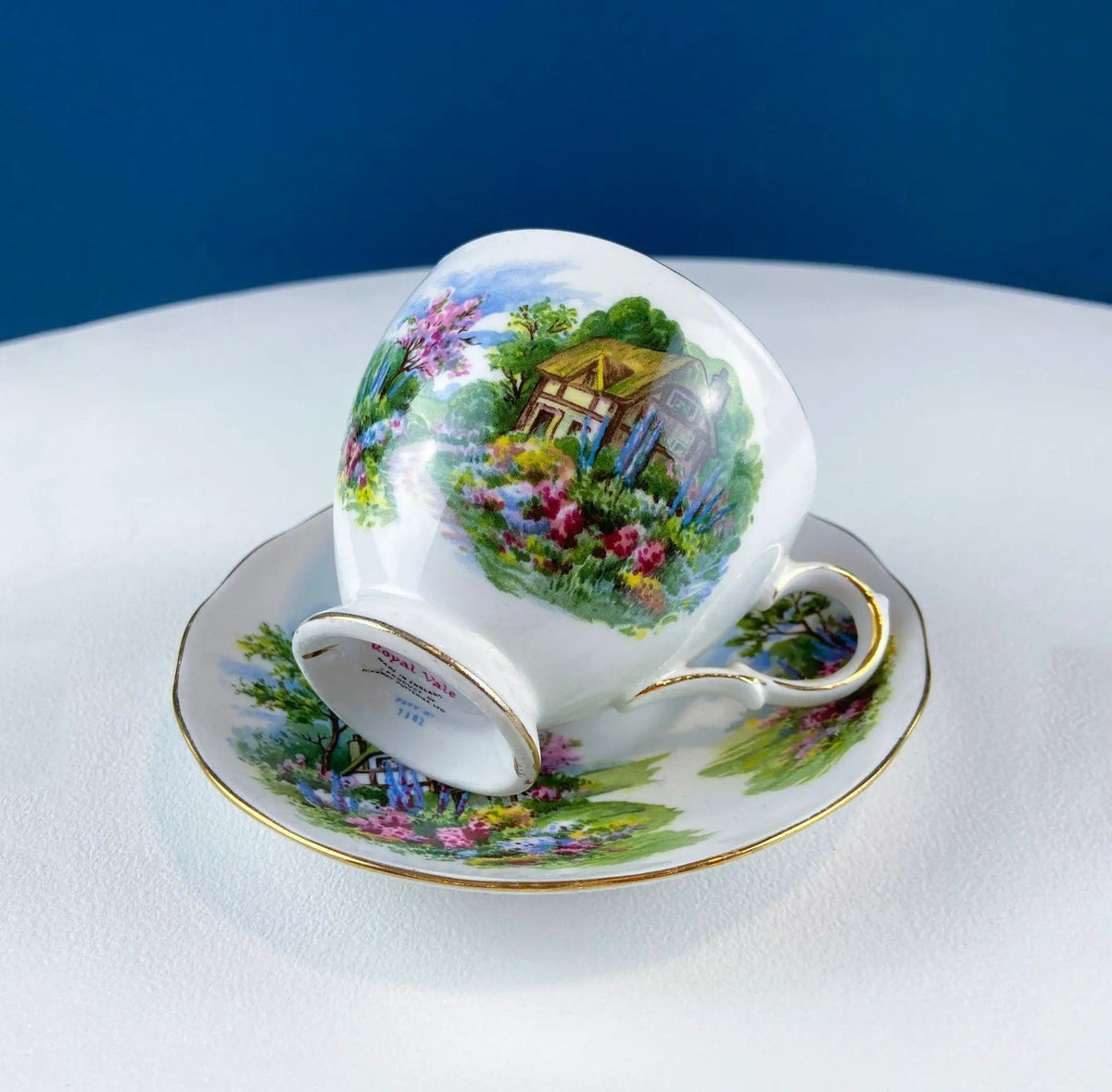 Tea Cup And Saucer | Royal Vale | English Cottage Garden | Plum Pattern