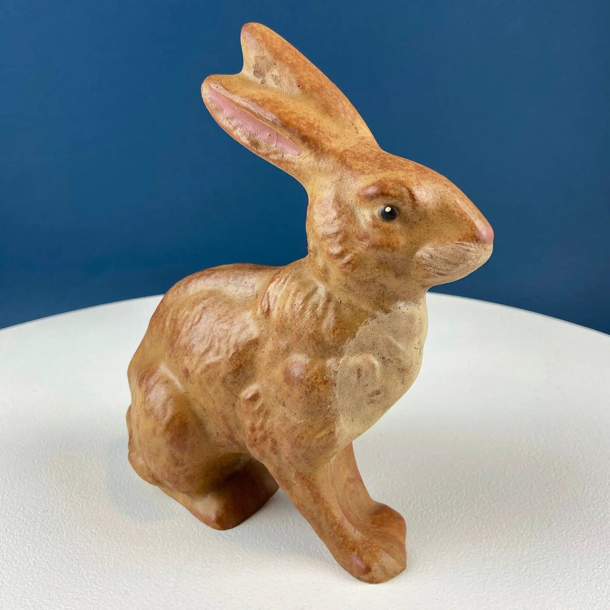 Brown Mom Bunny Figurine Carrying Baby Rabbit on her Back | Cute Rustic Ceramic Easter Decor | Spring Celebration | Collectors & Hosts