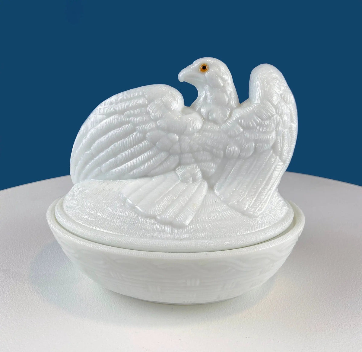 Westmoreland Milk Glass Bowl | With Lid | Large Eagle Cookie Jar | Nest Design