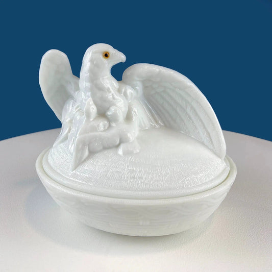 Westmoreland Milk Glass Bowl | With Lid | Large Eagle Cookie Jar | Nest Design