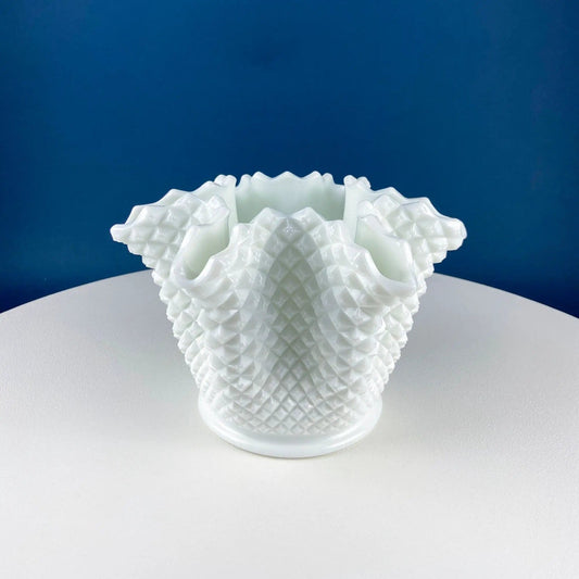 Vintage Westmoreland Pinched Milk Glass Vase for Growing Ivy | English Hobnail Pattern Ivy Planter | White Home Decor | Collectors & Hosts