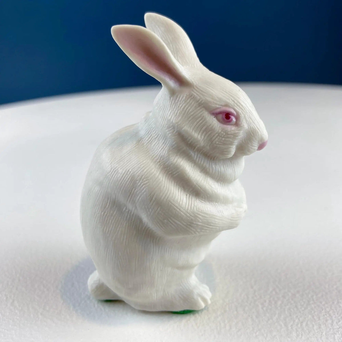 Family of White Porcelain Bunnies with Pink Ears & Eyes | 5 Small Figurines | Home Kids Room Decor | Gift for Him or Her