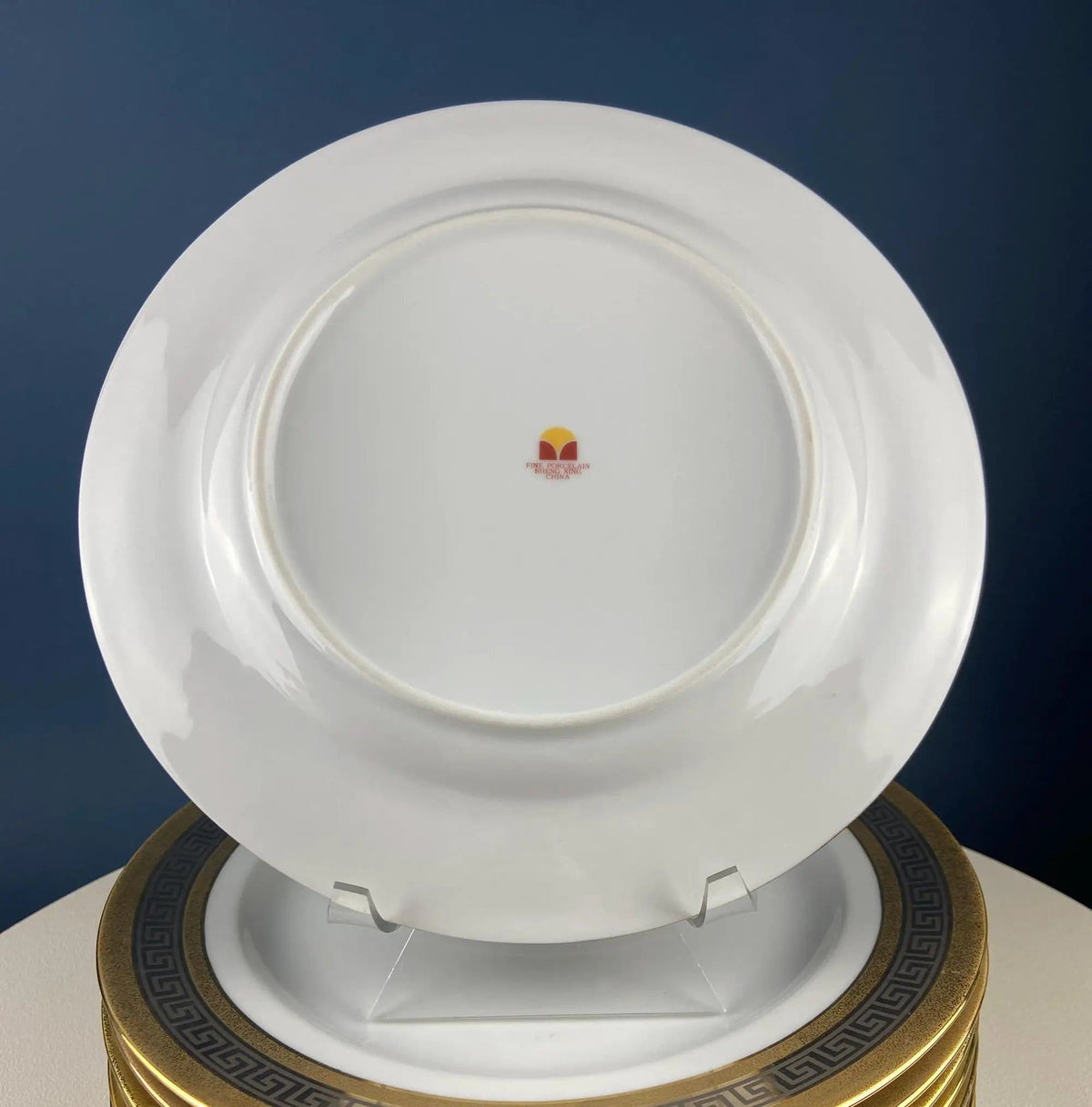 Vintage Sheng Xing Porcelain Dinnerware Set: White | Gold & Platinum Greek Motif | Collectible Vintage | Collectors & Hosts